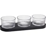 EH Excellent Houseware Skleněné misky na svačinu ZINARI na dřevěném podstavci, 4 kusy x Ø 9 cm