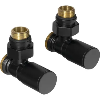 Hlavice pro radiátor Aqualine C-START připojovací sada ventilů ruční rohová, černá mat SC237B