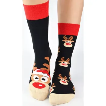 Dámské punčochy Dámské vánoční ponožky SB102 - 35-38 / černá