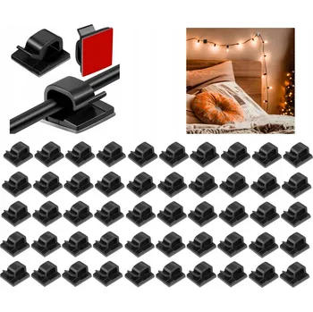 Bezpečnostní kamera 50x SILNÝ DRŽÁK KABELŮ ORGANIZÉR KRYTKA VODIČŮ HÁČEK KLIP PÁSKA 3M