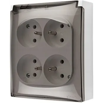 Elektrická zásuvka Čtyřnásobná zásuvka na omítku bílá voděodolná IP44 Kontakt Simon Aquaclick