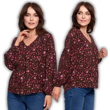 Dámská košile Moraj dámská košile s dlouhým rukávem, květinový vzor, červená OKD3300-004, velikost L