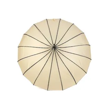 Deštník Dámský deštník pagoda s koženou rukojetí - 1 ks - 4 krémová