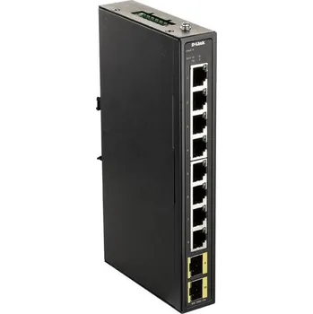 Switch D-Link DIS-100G-10S Průmyslový Gigabit unmanaged switch, 8x GbE, 2x SFP, DIN