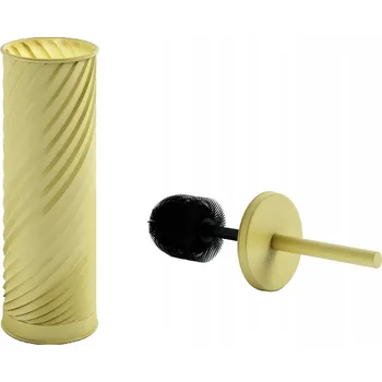 WC štětka WC kartáč ZLATÝ tubus ocel loft uzavřený zásobník do toalety kovový