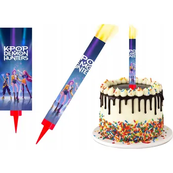 Dortová svíčka FONTÁNA DORTOVÁ SVÍČKA DORTOVÝ OHŇOSTROJ KPop DEMON HUNTERS Huntrix Saja Boys