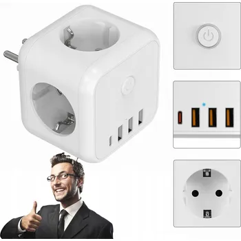 Elektrická zásuvka Elektrický Rozbočka s vypínačem rozdvojka do zásuvky, rozbočovač