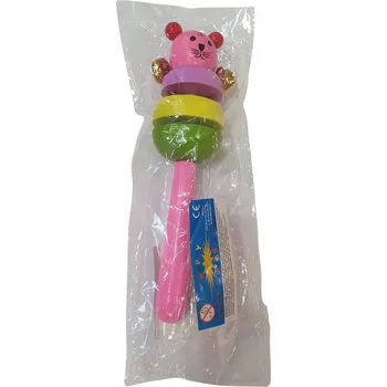 Hračka pro nejmenší Dřevěné chrastítko pro miminka Merkpol, edukativní