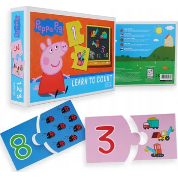 Puzzle Puzzle , Učte se počítat, Sada 10 puzzle, 20 dílků, prasátko Pepa
