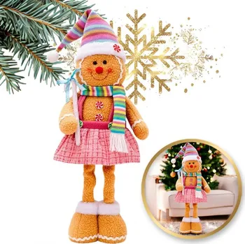 Vánoční dekorace Flamenco Mystique Figurka paní pierniczek s teleskopickými nohami vánoce 52 cm z plyše ksn168.