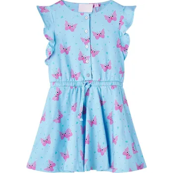Dětská móda vidaXL Dětské šaty s knoflíčky bez rukávů modré 104 [14678]