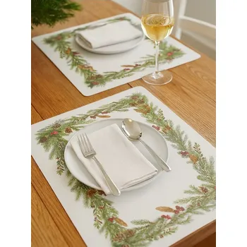 Vánoční dekorace Sinsay - Vánoční prostírání s motivem větviček a šišek 2 pack - vícebarevná - 595GO-MLC - 595GO-MLC-ONE