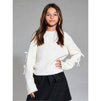 Dívčí svetr Sinsay - Žebrovaný pletený svetr - krémová - 934ET-01X - 934ET-01X-140