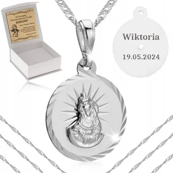 Řetízek STŘÍBRNÝ ŘETÍZEK S MEDAILONKEM 925 PRO DÍVKU KE SVATÉMU PŘIJÍMÁNÍ + GRAVÍROVÁNÍ VĚNOVÁNÍ
