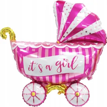Balónek Fóliový balónek KOČÁREK růžový, Baby Shower