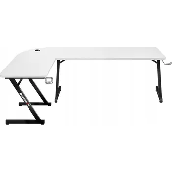 Rohový herní stůl s držáky Huzaro Hero 7.0 bílý