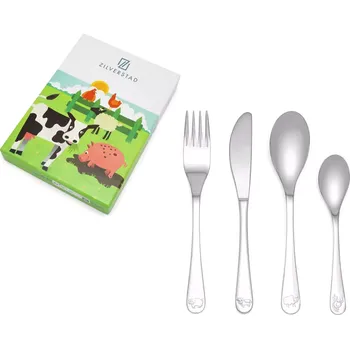 Příbor ZILVERSTAD Dětský příbor Hospodářská zvířátka, sada 4 ks