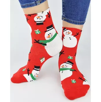 Dámské ponožky Dámské vánoční ponožky SB100 - 36-41 / červená
