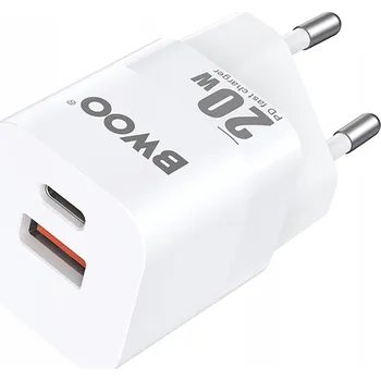 BWOO síťová nabíječka CDA156 20W mini nabíječka do zdi USB-C, USB-A
