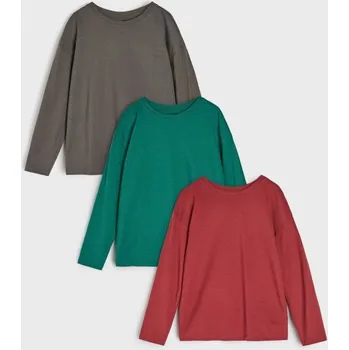 Chlapecké oblečení Sinsay - 3 balení triček s dlouhými rukávy - kaštanová - 277BT-83X - 277BT-83X-104