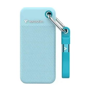 Externí pevný disk SSD Externí Verbatim Pocket SSD letní edice, 32325, 2000GB, polární modrý, obsahuje 2x gumový kryt (černý a polární modrý), USB C
