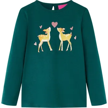 Chlapecké tričko vidaXL Dětské tričko s dlouhým rukávem 92 [13649] Barva: Tmavě zelená