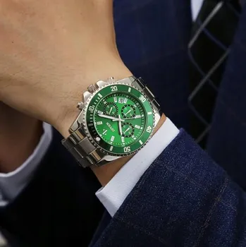 Hodinky ANALOGICZNY KWARCOWY ZEGAREK MĘSKI NA KLASICKÉM NÁRAMKU CHRONOGRAF