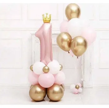 Balónek Sada balónků na rok růžová číslice 1 29ks