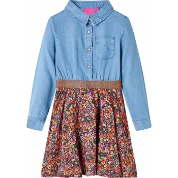 Dívčí šaty vidaXL Dětské šaty s dlouhým rukávem námořnicky modré a džínově modré 92 [14119]