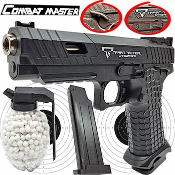 Airsoftová zbraň Pistole COMBAT MASTER na kuličky IMITACE ZBRANĚ AIRSOFT GUN + GRANÁT 800 ks