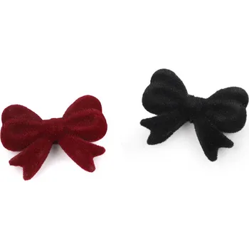 Korálek Komponent / korálek k výrobě přívěsků 3D mašle sametová 22x28 mm, Balení 5 ks, Varianta 2 černá