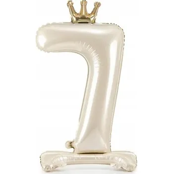 Balónek Fóliový balónek stojící číslice "7"; 84 cm - světle krémový
