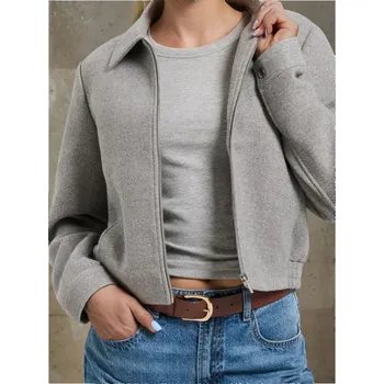 Dámský kabát Sinsay - Bomber bunda s límečkem - šedá - 555FH-09M - 555FH-09M-XS