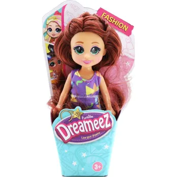 Panenka Dreameez mini panenka v kornoutku, brunetka s fialovými šaty