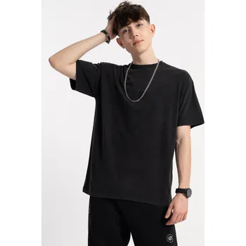 Reporter Young | Chlapecké černé tričko s efektem praní ACID WASH z česané bavlny - Barva ČERNÁ, Velikost 158 253-0440B-15-160