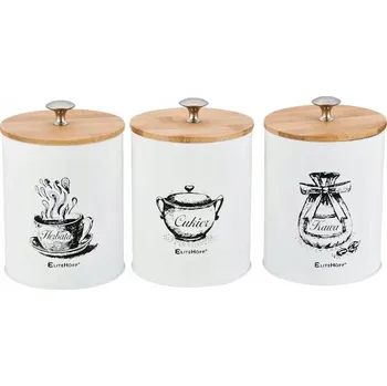 Dóza na potraviny Sada dóz na kávu a čaj Elitehoff E-6042 bílá 3 ks