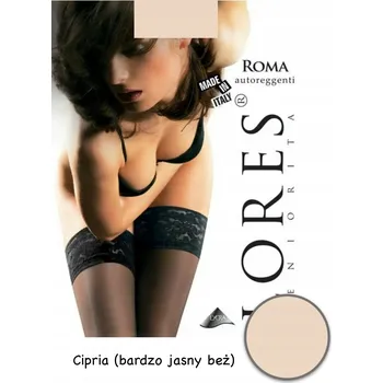 Dámské punčochy Samodržící punčochy LORES Roma 15 DEN Cipria, světle béžová, vel. 3/4