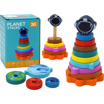 Dřevěná hračka Pyramida Dřevěná Třídička Skládačka Pyramida Planety Vesmír 10 dílů