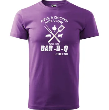 Pánské tričko Pánské tričko s potiskem BAR-B-Q Velikost: XS, Barva trička: Fialová
