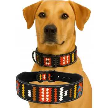 Obojek pro psa ŠIROKÝ REFLEXNÍ OBOJEK PRO PSA NASTAVITELNÝ STYLOVÝ ETNICKÝ VZOR M