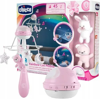 Kolotoč nad postýlku Chicco Rainbow 3v1 růžový First Dreams s dálkovým ovládáním