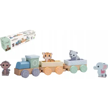 Vláček a vláčkodráha Joueco Dřevěný vláček se zvířátky