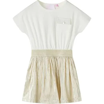Dívčí šaty vidaXL Dětské šaty s krátkým rukávem ecru 128 [14695]
