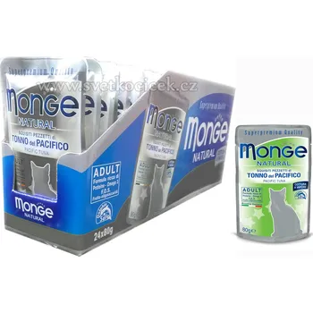 Krmivo pro kočku Monge Natural Cat MULTIPACK tuňák žlutoploutvý - kapsička 24x80 g