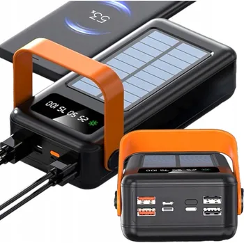 Powerbanka Solární powerbanka a nabíjecí stanice 80000 mAh s LED svítilnou | Solární nabíjení + 4 kabely