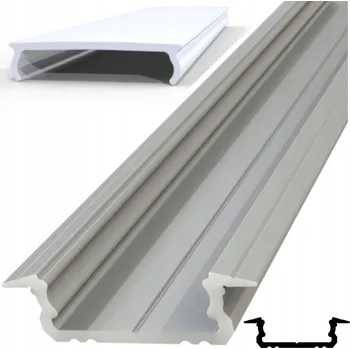 LED osvětlení Profil LED Aluminiowy Wpuszczany 2m Anodowany + 2 m mléčné stínítko sada
