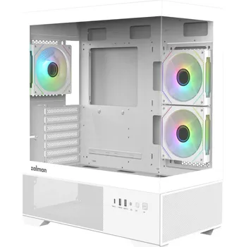 PC skříň Zalman skříň Chronix / midT / 3x120mm ARGB fan / USB 2.0 / USB 3.0 / USB-C / panoramatická / bílá