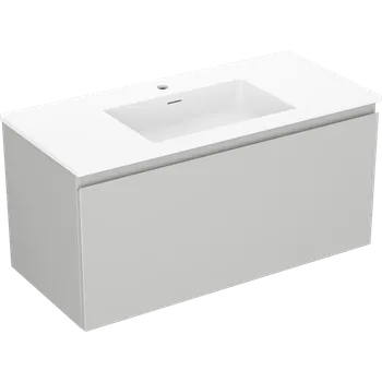 Koupelnový nábytek Mexen Orio koupelnová skříňka 100 cm s umyvadlem Otis, 1 zásuvka, šedá mat/bílá mat - 91A10-10047-1-BF62-W18M01 Skříňky s umyvadlem