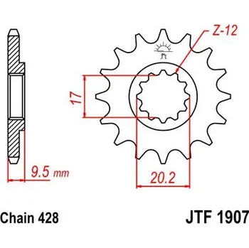 Řetězová sada pro motocykl Řetězové kolečko JT JTF 1907-14 14 zubů, 428