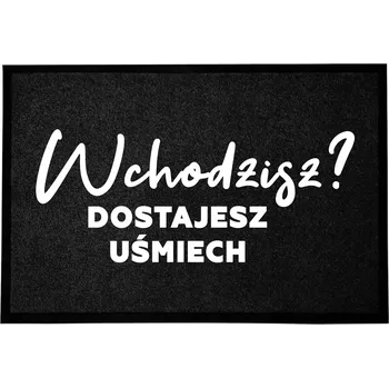 Rohožka Vstupní rohožka černá do domu dekorativní DÁREK VCHÁZÍŠ? 60x40 cm